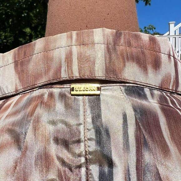 St. John Animal Printed Taffeta Windbreaker Jacket Praline Multi Women’s P - Picture 12 of 16